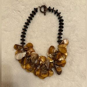 Brown and Butterscotch Shell and Copper Necklace.